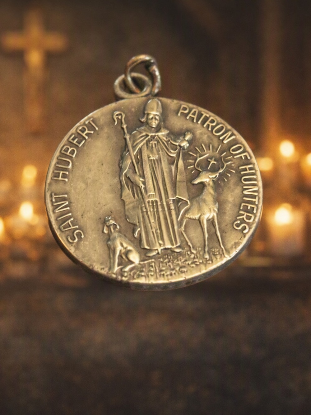 Vintage Saint Hubert Patron of Hunters Medal Pendant - 1”, 3.5g Sterling Silver